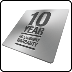 10-year replacement warranty badge